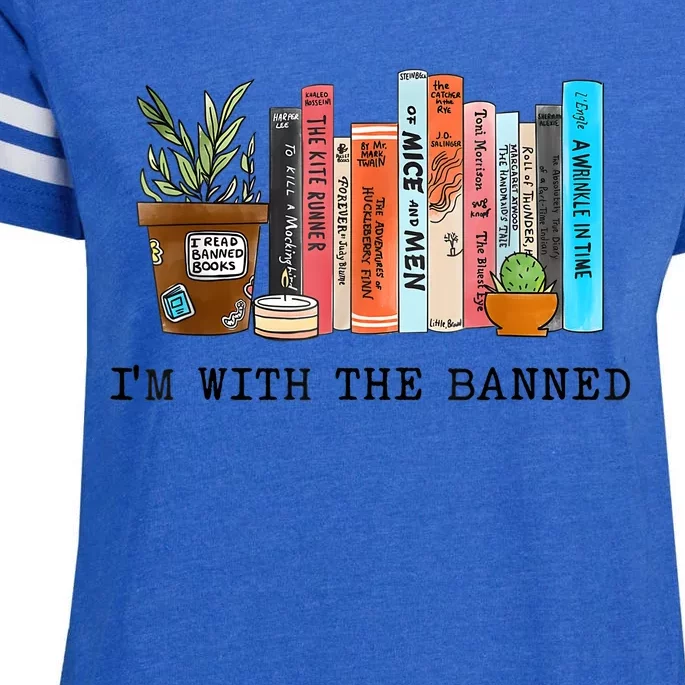 I'm With The Banned Books I Read Banned Books Lovers Enza Ladies Jersey Football T-Shirt