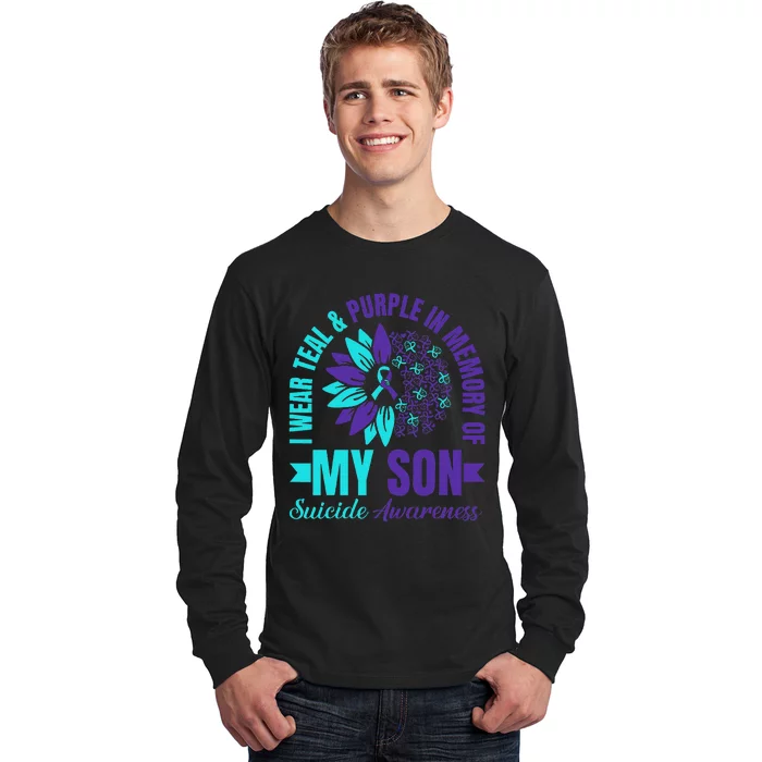 I Wear Teal Purple In Memory Of My Son Suicide Awareness Long Sleeve Shirt