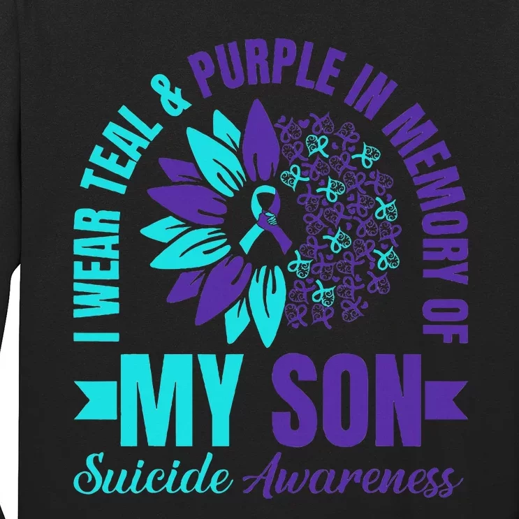 I Wear Teal Purple In Memory Of My Son Suicide Awareness Long Sleeve Shirt