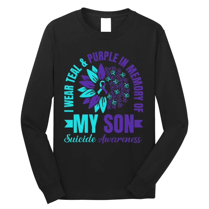 I Wear Teal Purple In Memory Of My Son Suicide Awareness Long Sleeve Shirt