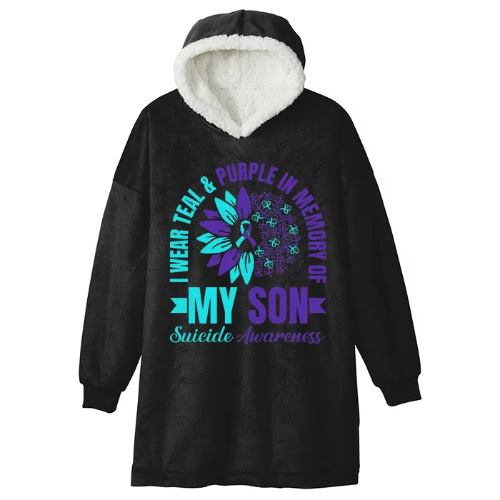 I Wear Teal Purple In Memory Of My Son Suicide Awareness Hooded Wearable Blanket