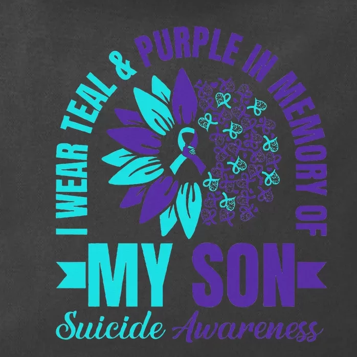 I Wear Teal Purple In Memory Of My Son Suicide Awareness Zip Tote Bag