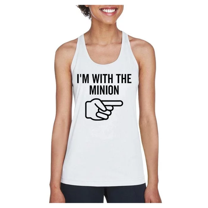 IM With The Minion Funny Couples Matching Halloween Costume Women's Racerback Tank