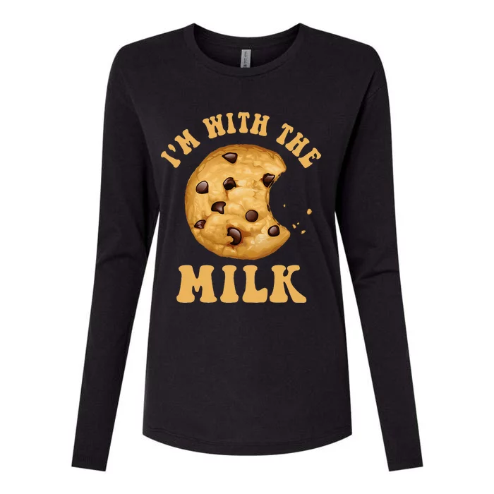 IM With The Milk And Cookie Couples Matching Costumes Womens Cotton Relaxed Long Sleeve T-Shirt