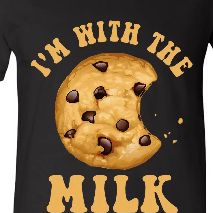 IM With The Milk And Cookie Couples Matching Costumes V-Neck T-Shirt