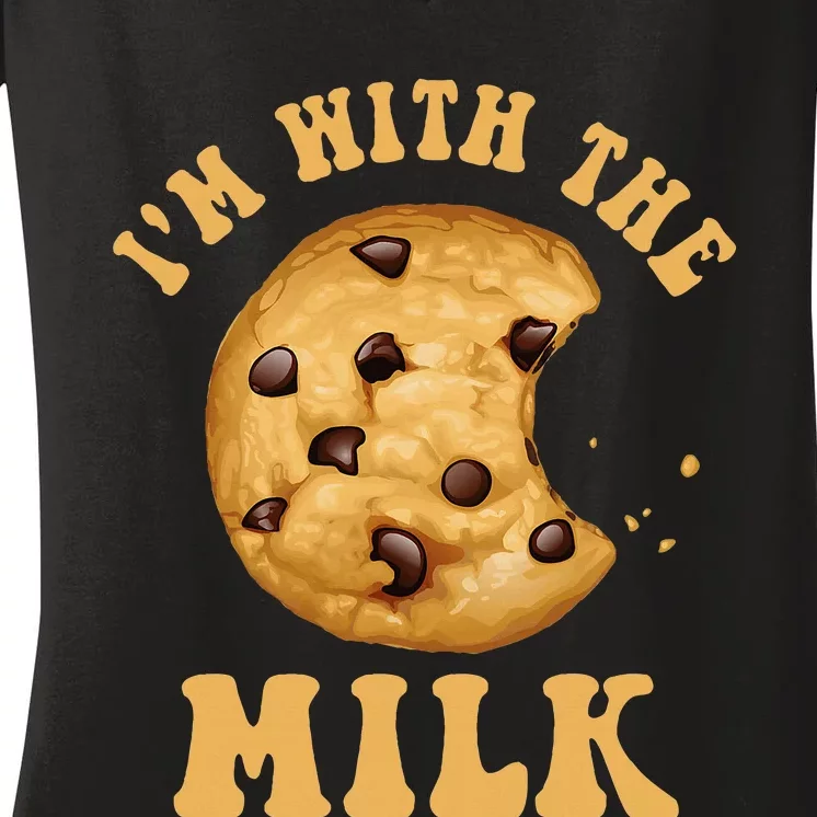 IM With The Milk And Cookie Couples Matching Costumes Women's V-Neck T-Shirt