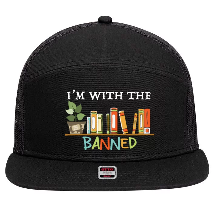 I'm with The Banned Books I Read Banned Books Lovers 7 Panel Mesh Trucker Snapback Hat