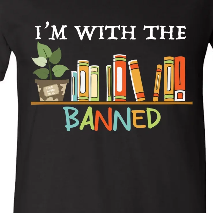 I'm with The Banned Books I Read Banned Books Lovers V-Neck T-Shirt