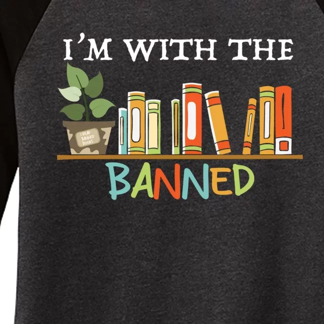 I'm with The Banned Books I Read Banned Books Lovers Women's Tri-Blend 3/4-Sleeve Raglan Shirt