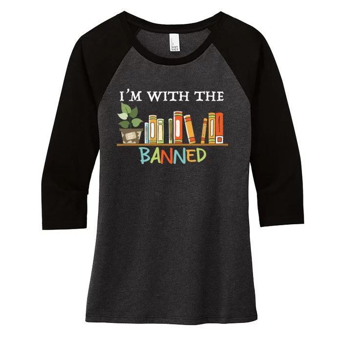 I'm with The Banned Books I Read Banned Books Lovers Women's Tri-Blend 3/4-Sleeve Raglan Shirt