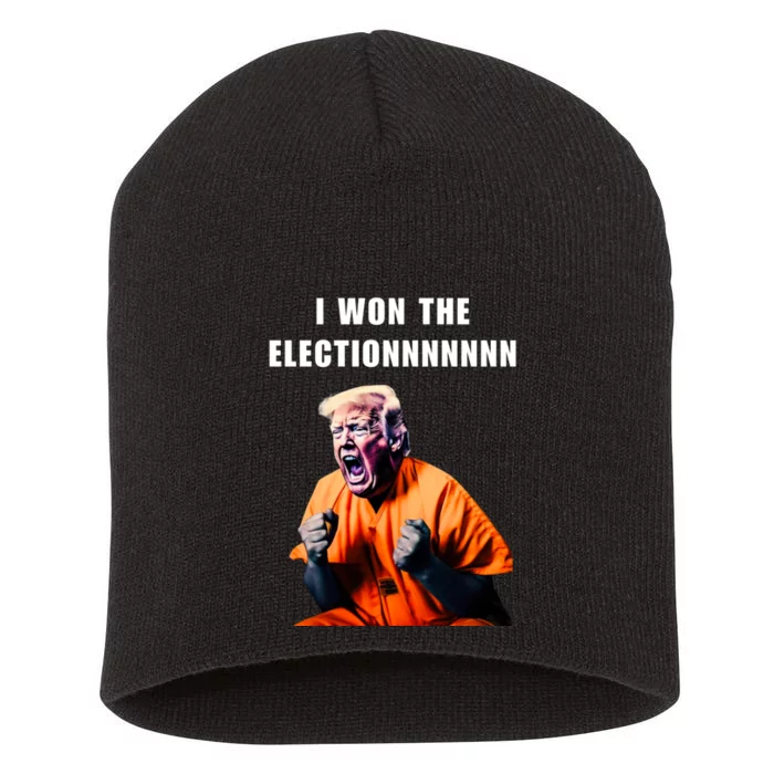 I Won The ElectionFunny Trump Prisoner Halloween Costume Short Acrylic Beanie