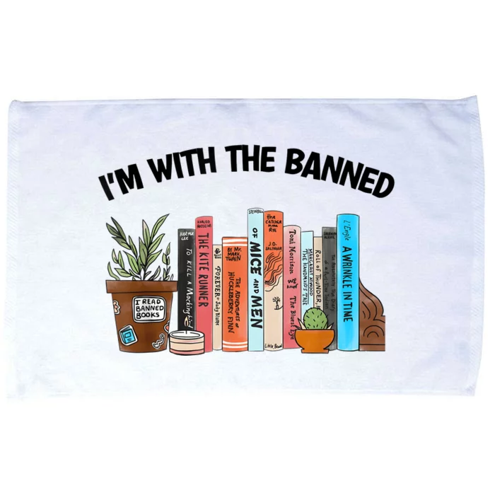 I'm With The Banned Funny Book Readers I Read Banned Books Microfiber Hand Towel