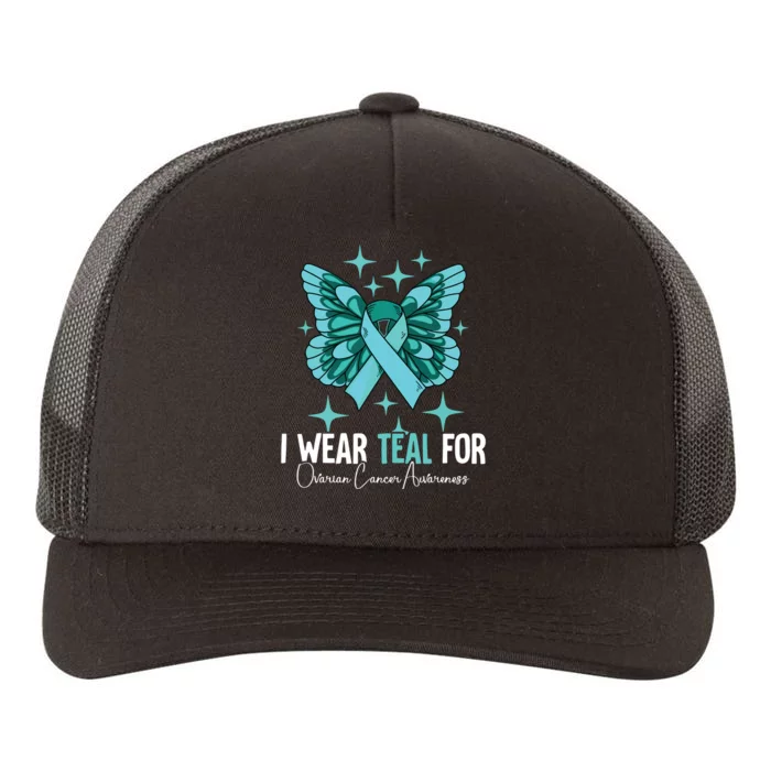 I Wear Teal For Ovarian Cancer Awareness Yupoong Adult 5-Panel Trucker Hat