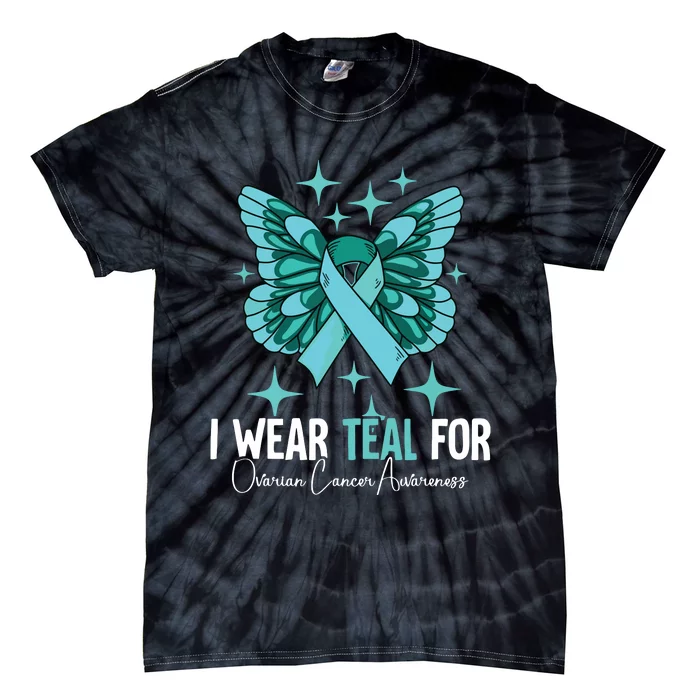 I Wear Teal For Ovarian Cancer Awareness Tie-Dye T-Shirt