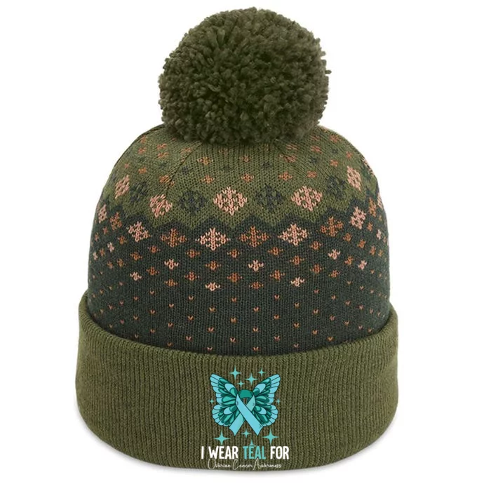 I Wear Teal For Ovarian Cancer Awareness The Baniff Cuffed Pom Beanie