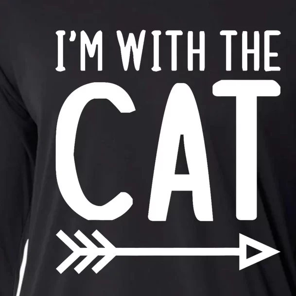 IM With The Cat Funny Matching Halloween Couple Costume Cooling Performance Long Sleeve Crew