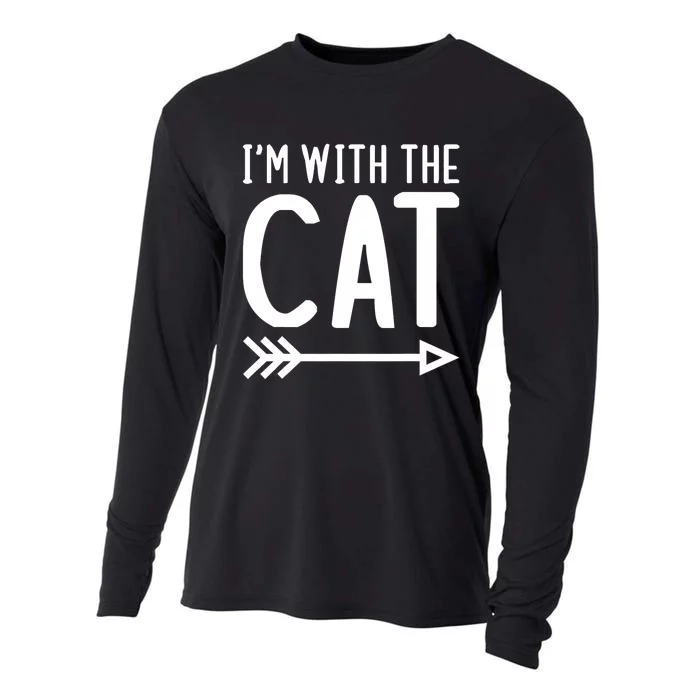 IM With The Cat Funny Matching Halloween Couple Costume Cooling Performance Long Sleeve Crew