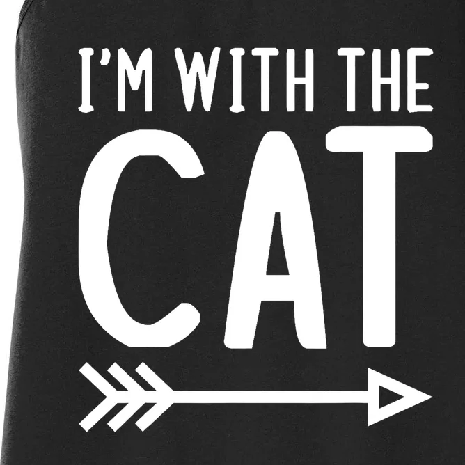 IM With The Cat Funny Matching Halloween Couple Costume Women's Racerback Tank