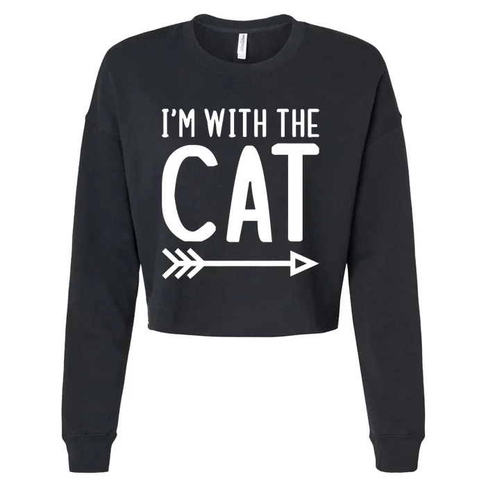 IM With The Cat Funny Matching Halloween Couple Costume Cropped Pullover Crew