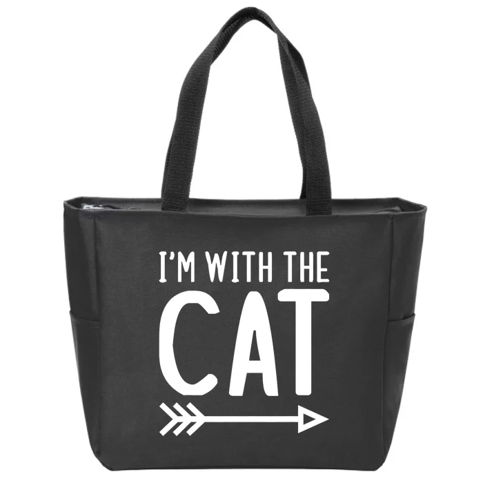 IM With The Cat Funny Matching Halloween Couple Costume Zip Tote Bag