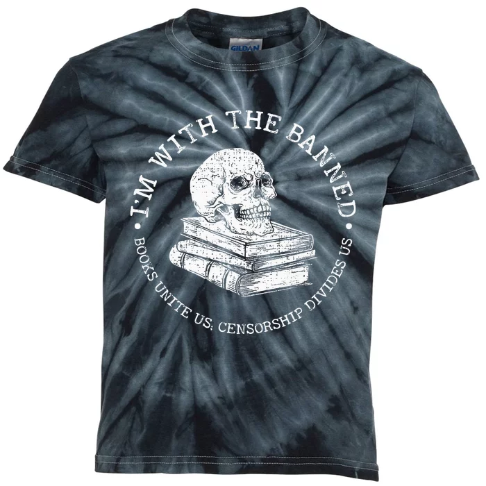 Im With The Banned Books Funny Book Lover Librarian Reading Kids Tie-Dye T-Shirt