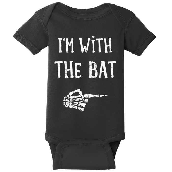 IM With The Bat Funny Matching Couple Costume Halloween Baby Bodysuit