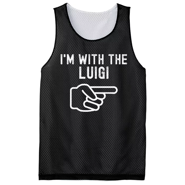 IM With The Luigi Funny Couples Matching Halloween Costume Mesh Reversible Basketball Jersey Tank