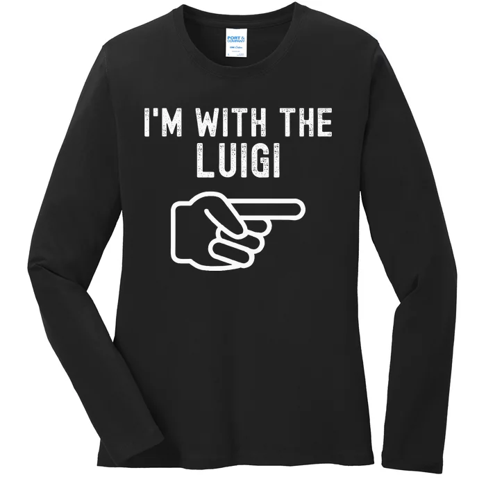 IM With The Luigi Funny Couples Matching Halloween Costume Ladies Long Sleeve Shirt