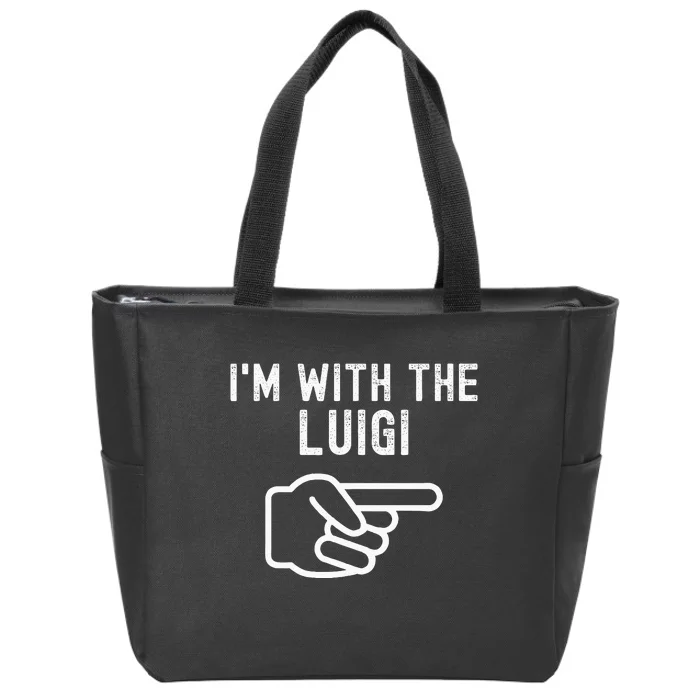 IM With The Luigi Funny Couples Matching Halloween Costume Zip Tote Bag