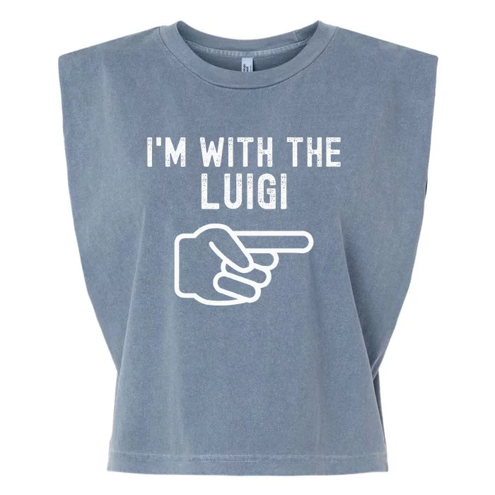 IM With The Luigi Funny Couples Matching Halloween Costume Garment-Dyed Women's Muscle Tee