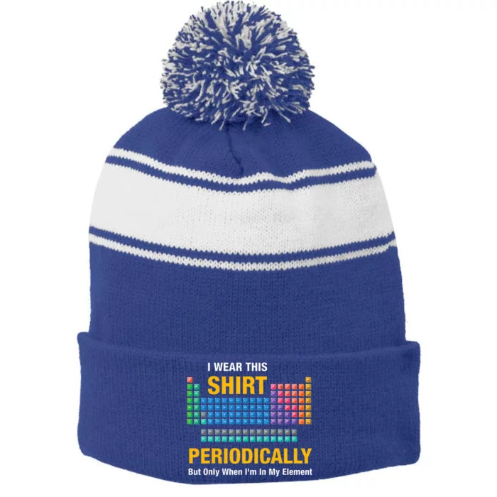 I Wear This Periodically Retro Chemistry Stripe Pom Pom Beanie