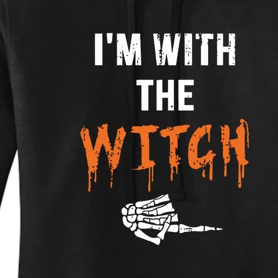 Im With The Witch Funny Matching Halloween Couples Women's Pullover Hoodie