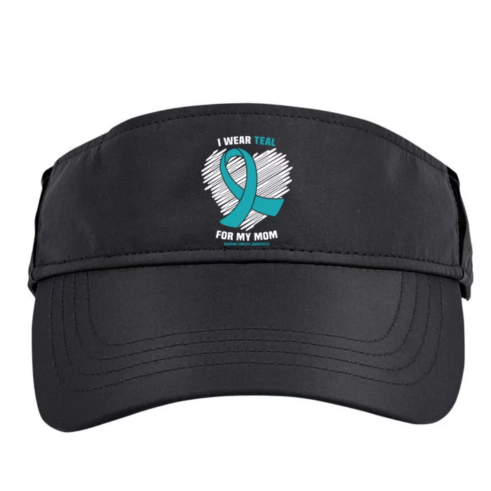 I Wear Teal For My Mom Ovarian Cancer Awareness Adult Drive Performance Visor