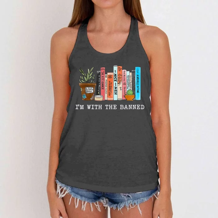 Im With The Banned Banned Books Reading Books Women's Knotted Racerback Tank