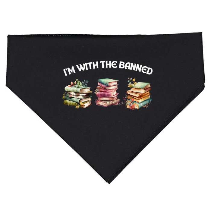 I'm With The Banned Books Funny I Read Banned Books Lovers USA-Made Doggie Bandana