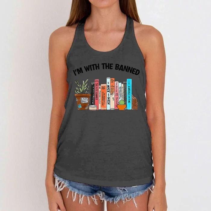 I'm With The Banned Book Readers I Read Banned Women's Knotted Racerback Tank