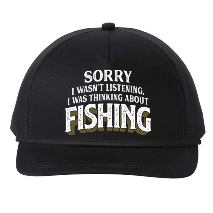 I Was Thinking About Fishing Funny Fishing Fisherman Gift Snapback Five-Panel Rope Hat