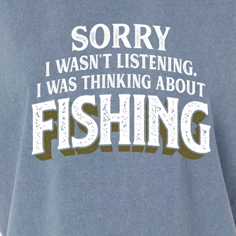 I Was Thinking About Fishing Funny Fishing Fisherman Gift Garment-Dyed Women's Muscle Tee