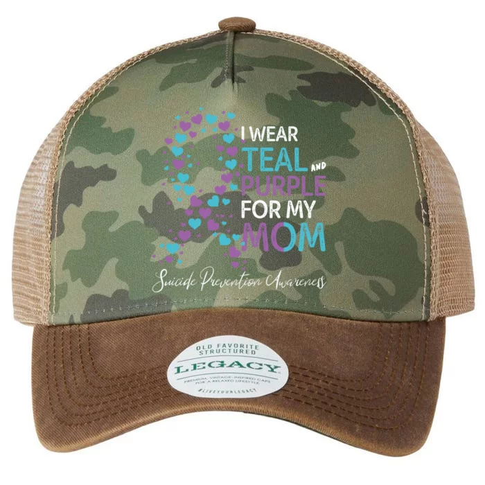 I Wear Teal And Purple For My Mom Suicide Prevention Gift Legacy Tie Dye Trucker Hat