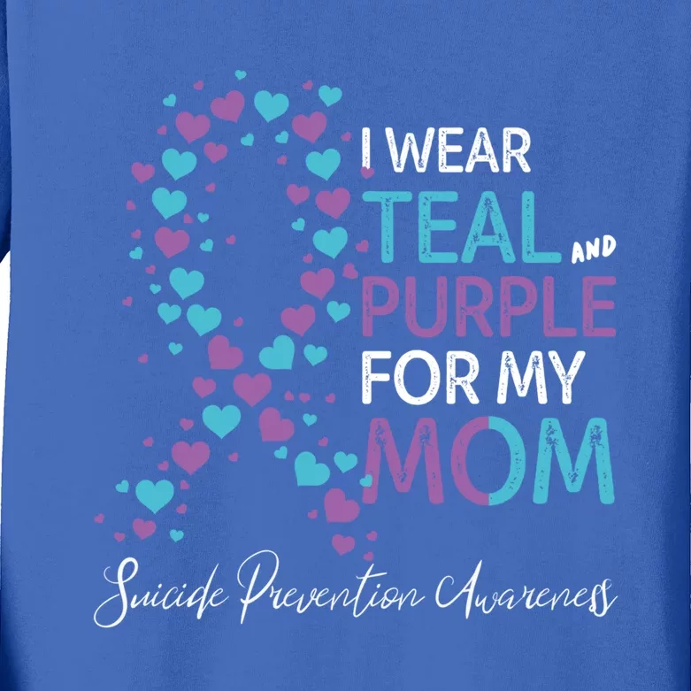 I Wear Teal And Purple For My Mom Suicide Prevention Gift Kids Long Sleeve Shirt