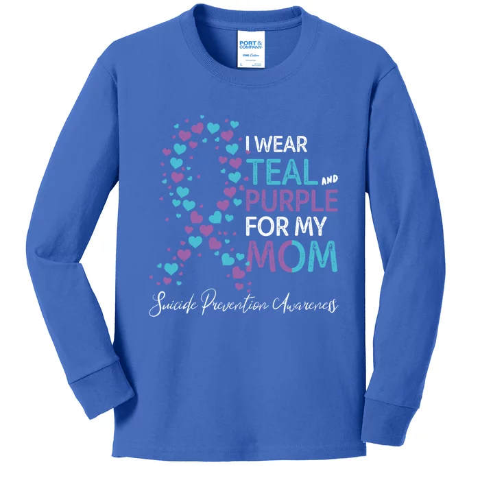 I Wear Teal And Purple For My Mom Suicide Prevention Gift Kids Long Sleeve Shirt