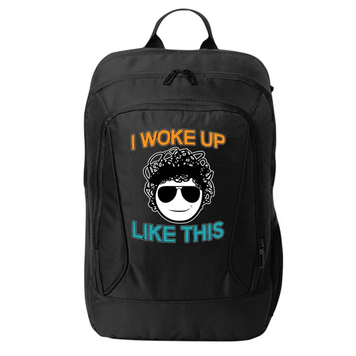 I Woke Up Like This Funny Emoji Smile Cool Face City Backpack