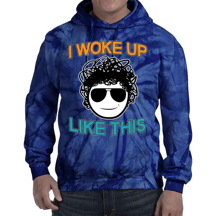 I Woke Up Like This Funny Emoji Smile Cool Face Tie Dye Hoodie