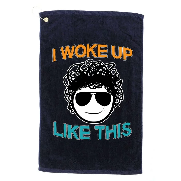 I Woke Up Like This Funny Emoji Smile Cool Face Platinum Collection Golf Towel