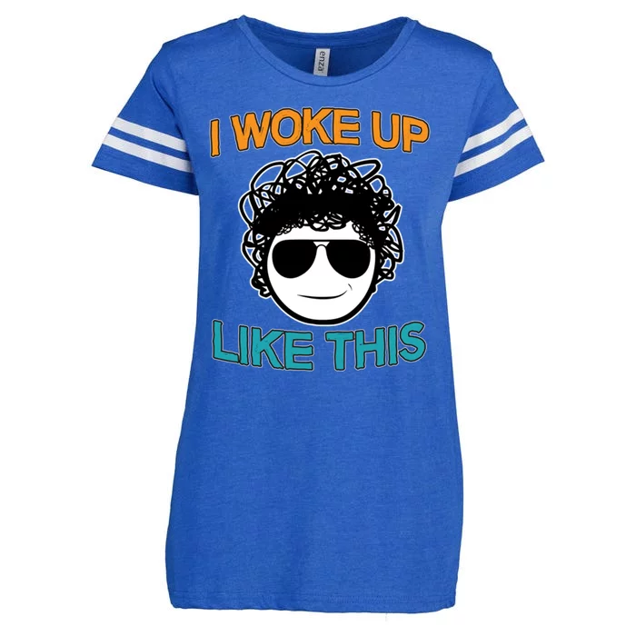 I Woke Up Like This Funny Emoji Smile Cool Face Enza Ladies Jersey Football T-Shirt