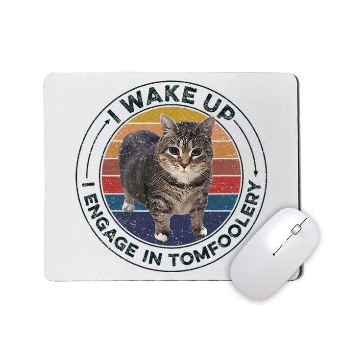 I Wake Up I Engage In Tomfoolery Silly Cat Meme Dark Joke Mousepad