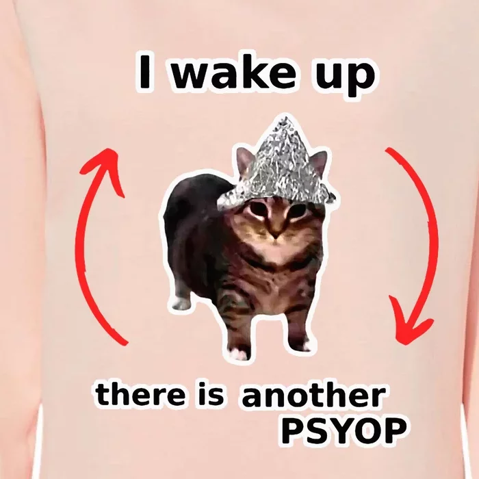 I Wake Up There Is Another Psyop Tin Foil Hat Cat Meme Womens California Wash Sweatshirt