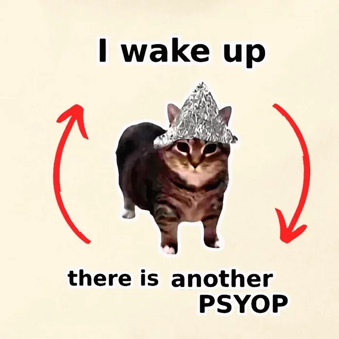 I Wake Up There Is Another Psyop Tin Foil Hat Cat Meme Zip Tote Bag