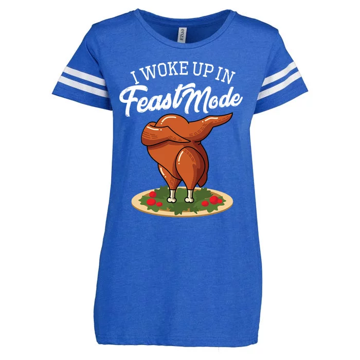 I Woke Up In Feast Mode Funny Turkey Thanksgiving Gift Enza Ladies Jersey Football T-Shirt