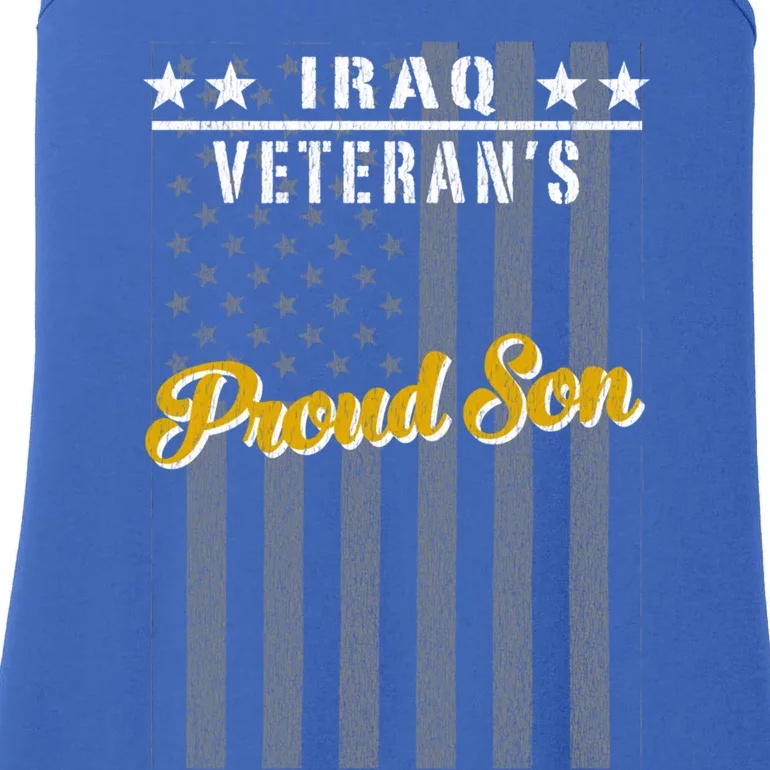 Iraq War Veteran Proud Son American Flag Great Gift Ladies Essential Tank